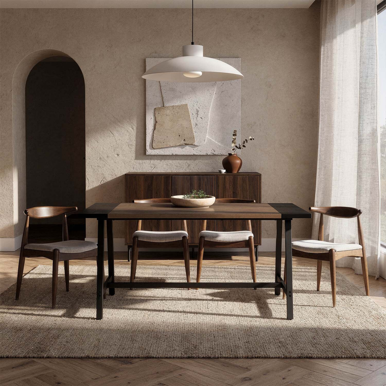 Mesa de comedor Caracas efecto Nogal, 160 cm