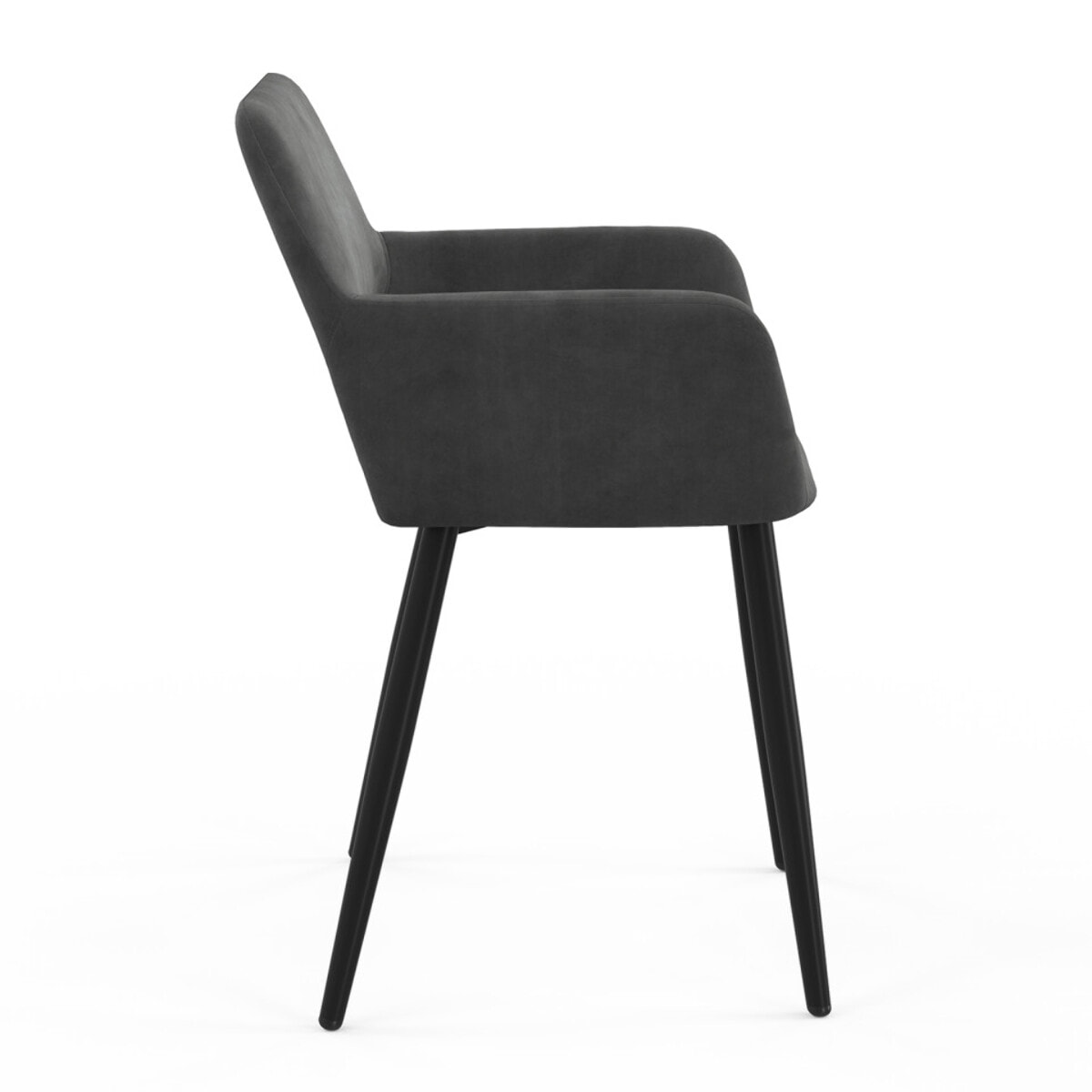 Chaises Heidi en velours gris et pieds noirs - lot de 2