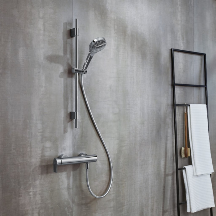 Pommeau de douche VILLEROY & BOCH Verve Showers 3 jets + Flexible de douche Universal Showers 160 cm Chromé
