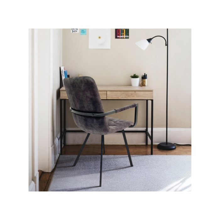 Fauteuil capitonné en velours avec accoudoirs - HERBY