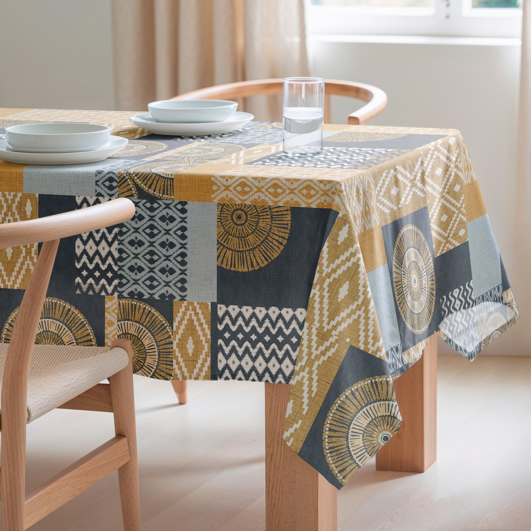 Mantel estampado antimanchas PATCH AZUL