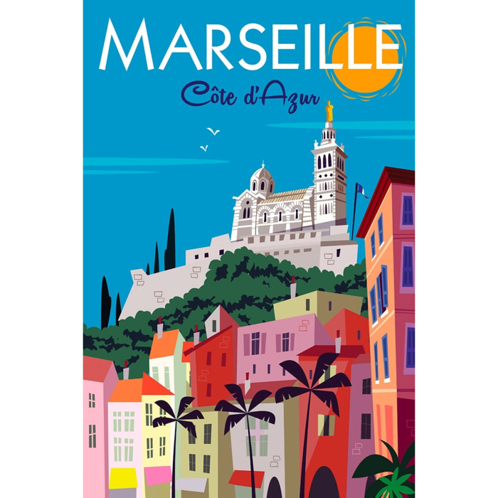Tableau dessin vintage marseille Tableau alu Dibond
