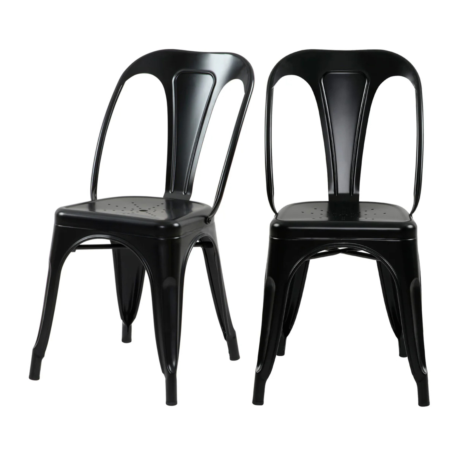 Lot de 2 chaises en métal noir mat - Indus