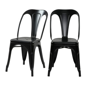 Lot de 2 chaises en métal noir mat - Indus