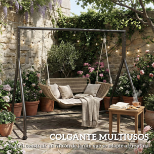 Soporte para Columpio de Acero Estructura de Columpio de 2 y 3 Asientos o Cesta Colgante Resistente con Patas en Forma de A Carga 360 kg para Jardín Parque Patio Porche 210x117x175 cm Negro