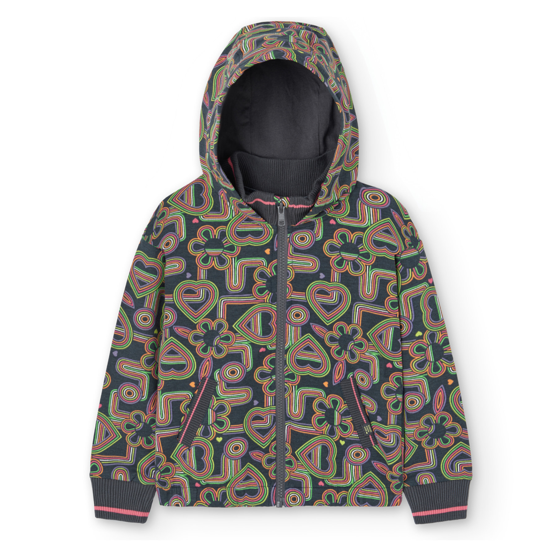 Chaqueta felpa estampada de niña -BCI