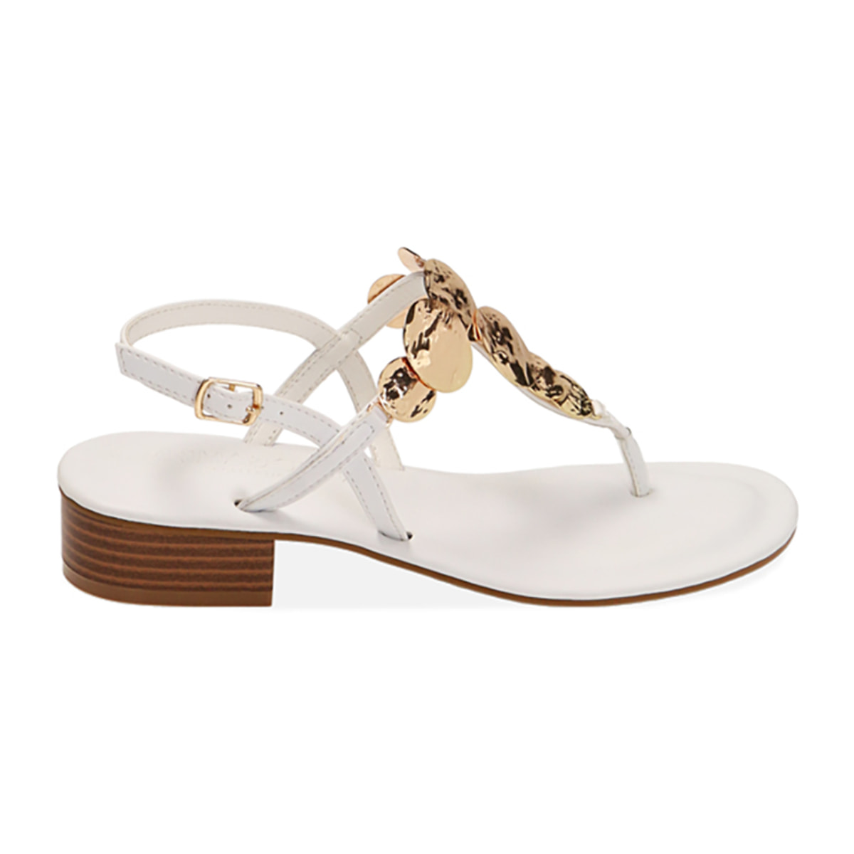 Sandalias planas blancas, tacón de 3,5 cm