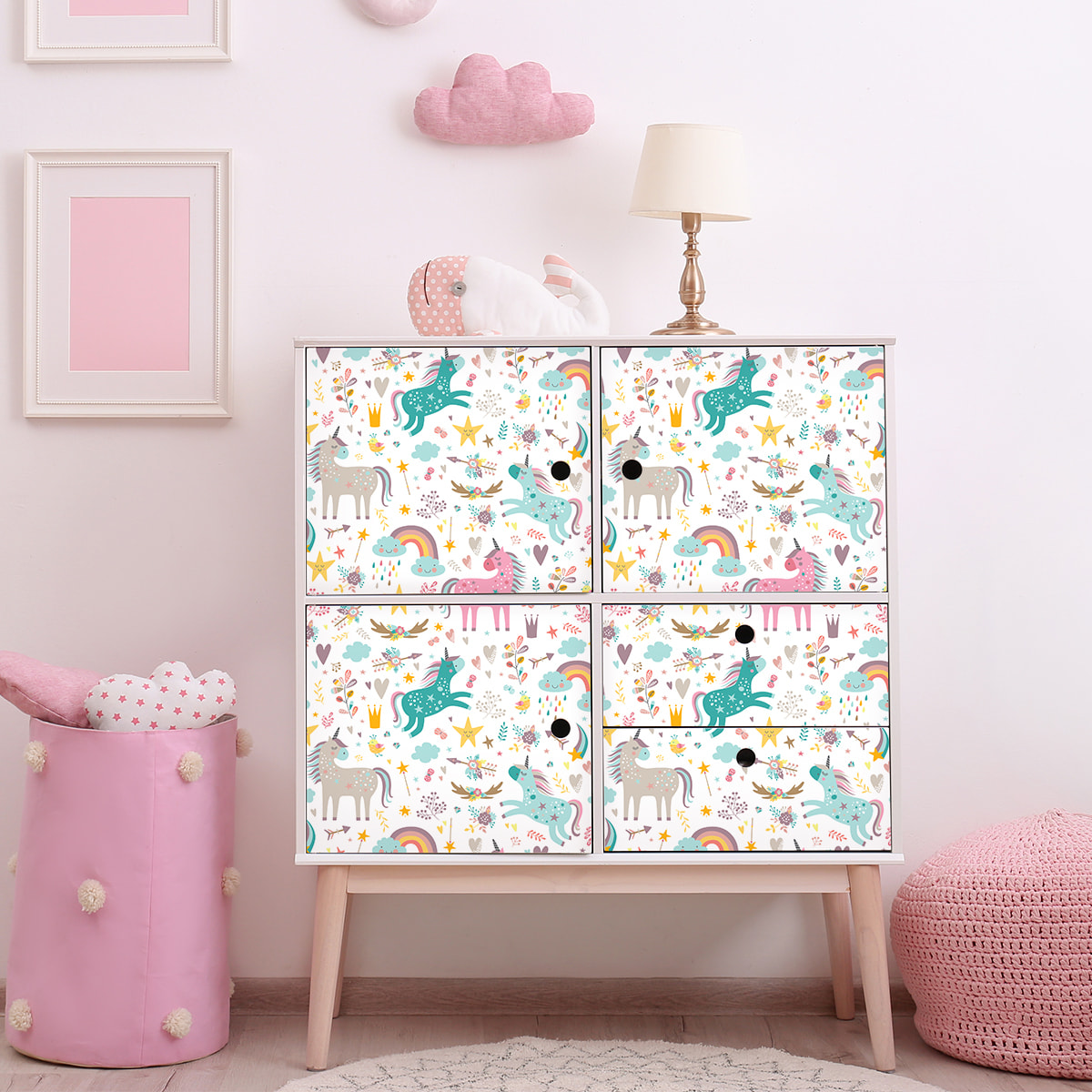 Sticker meuble pour enfant licornes enchantées 60 x 90 cm