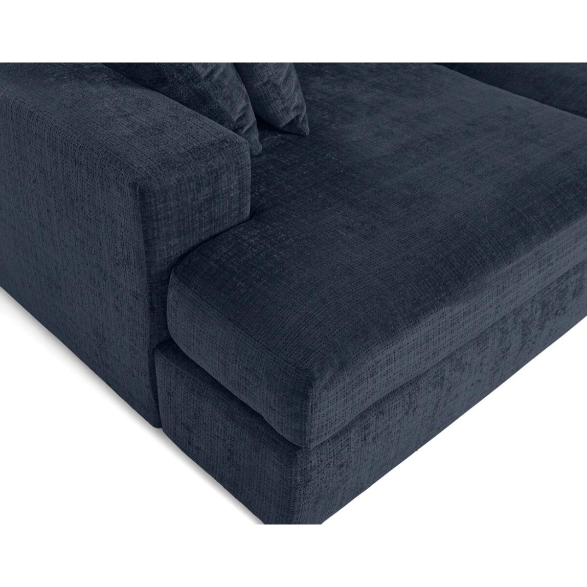 Collins - canapé droit 4 places avec double méridienne - assise profonde - en velours texturé - Bleu