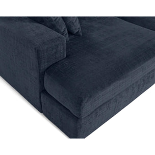 Collins - canapé droit 4 places avec double méridienne - assise profonde - en velours texturé - Bleu