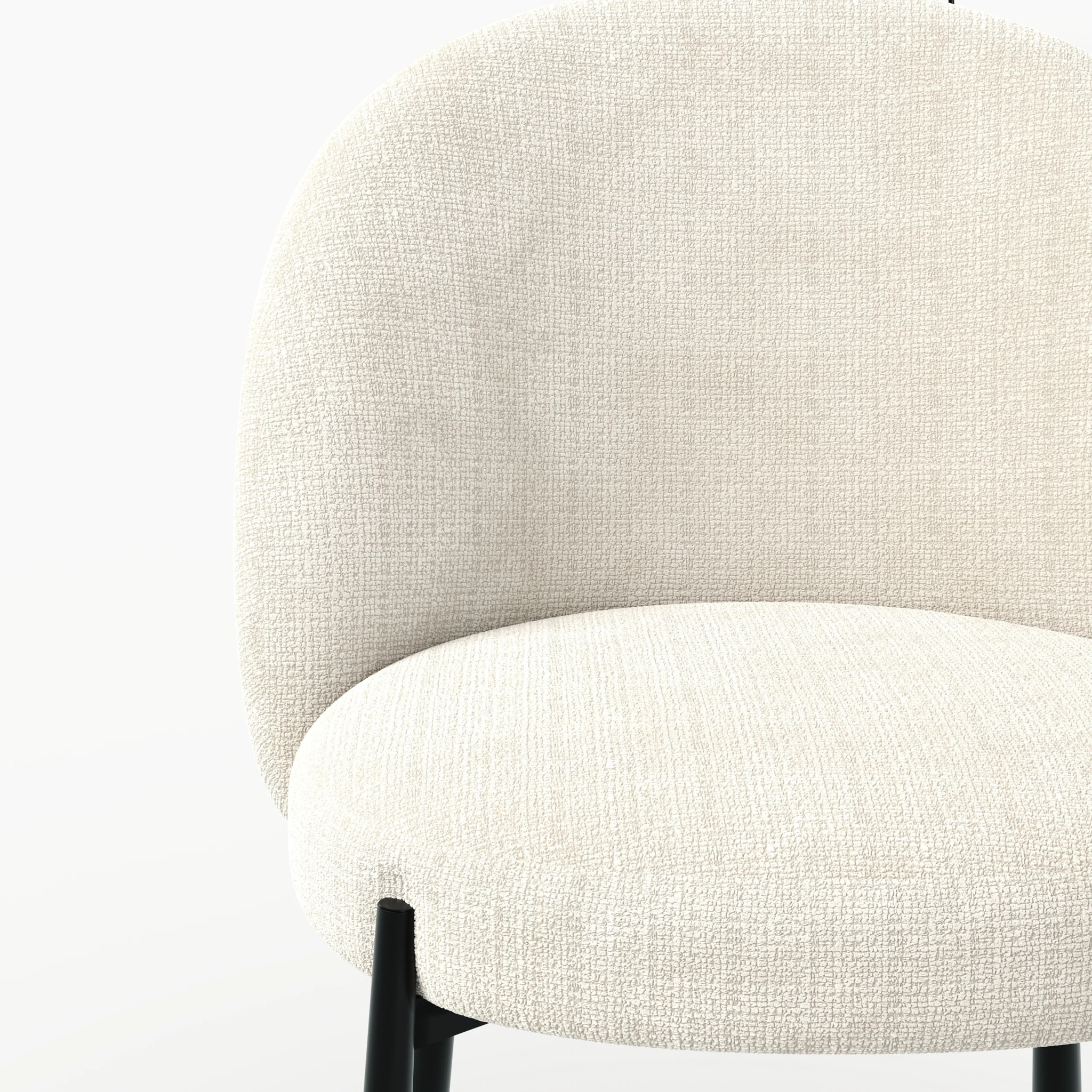 Lot de 2 chaises en velours chenillé écru et métal noir - Pulpy