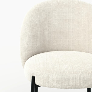 Lot de 2 chaises en velours chenillé écru et métal noir - Pulpy