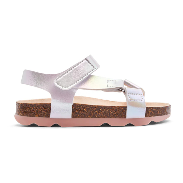 Sandalias Abiertas Niña Cierre Adherente Blanco Iridiscente