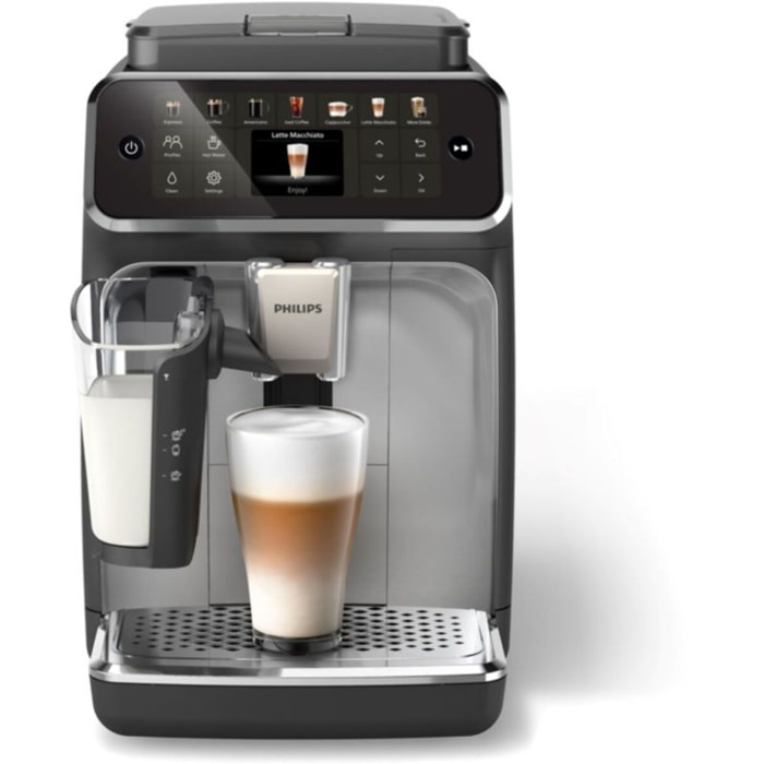Expresso Broyeur PHILIPS EP4446/70 cafetière à grain LatteGo série 4400, 12 boissons, SilentBrew, Noir
