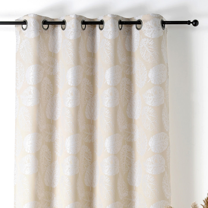 Rideau à Oeillets Motif Feuillage avec Relief - Blanc