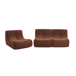 Lot de 3 fauteuils chauffeuses en bouclette texturée terracotta style contemporain 1 place
