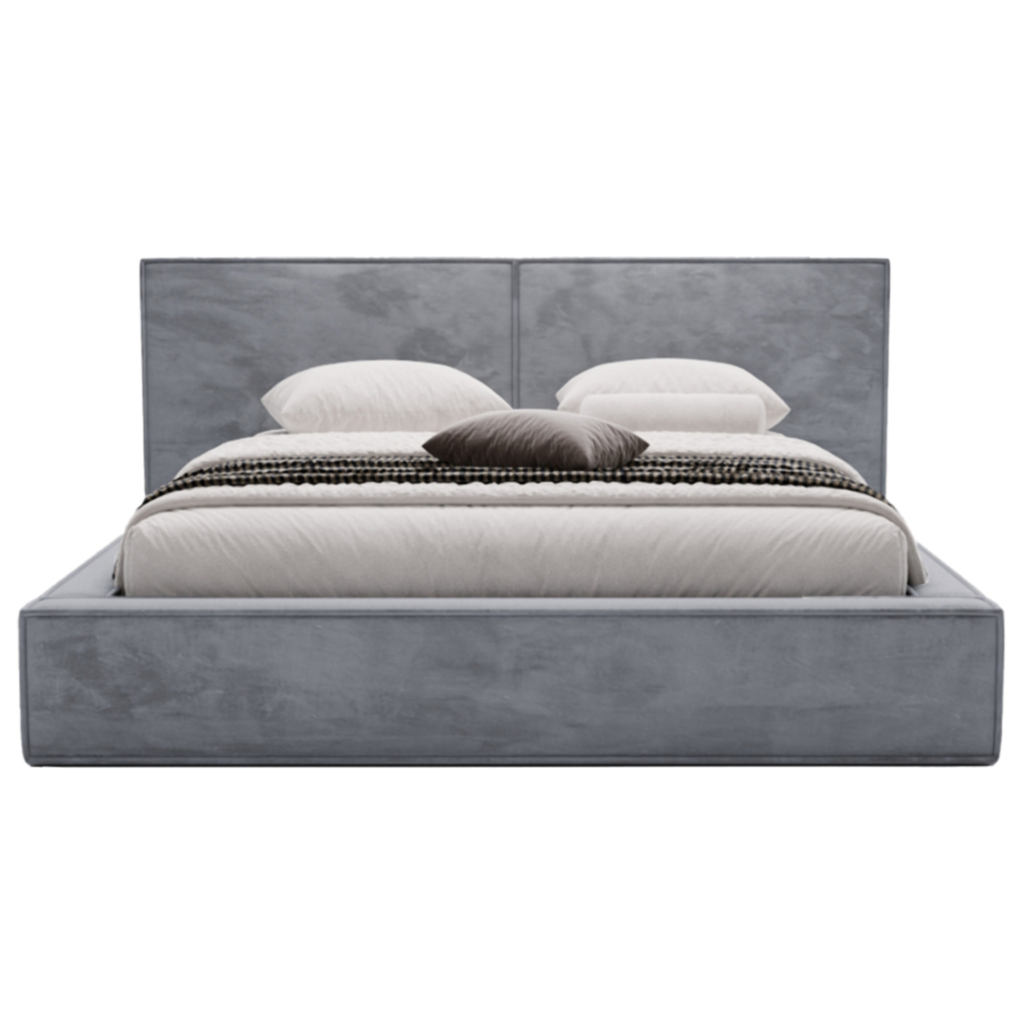 Eros - lit coffre - 160x200 cm - sommier inclus - en velours - Gris