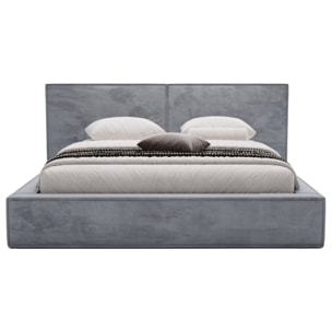 Eros - lit coffre - 160x200 cm - sommier inclus - en velours - Gris