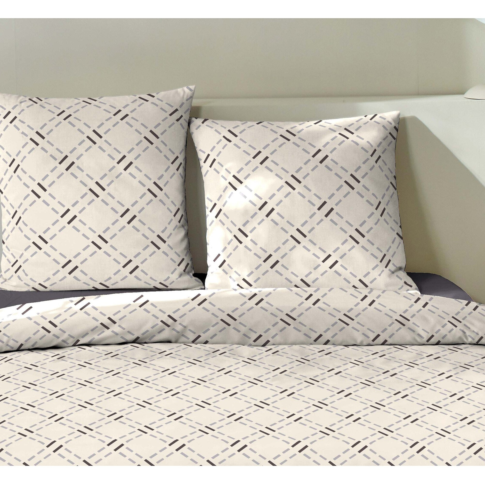 Parure housse de couette coton beige