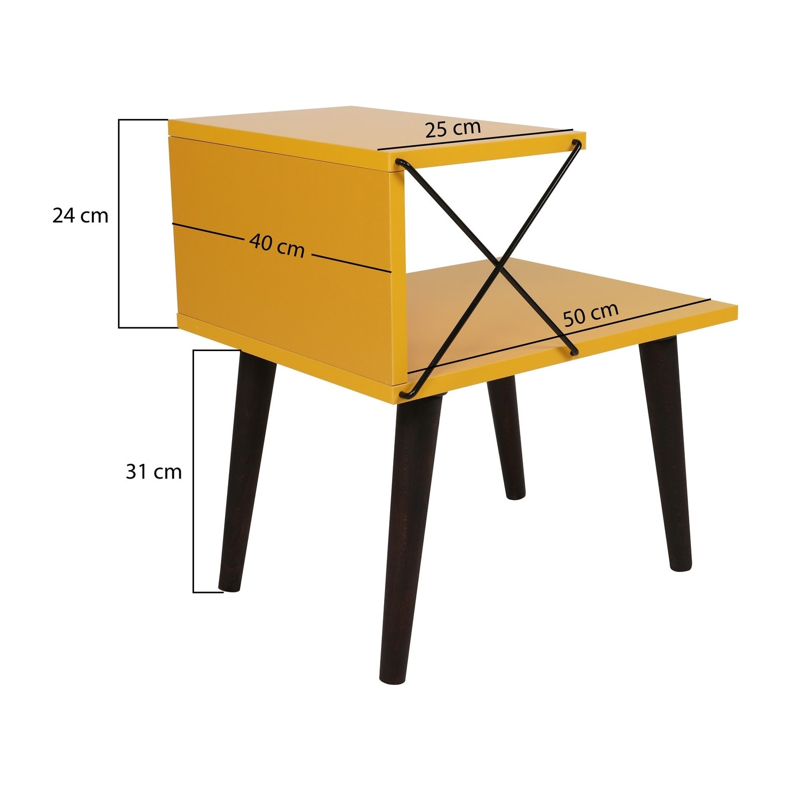 Mesita de Noche con estante superior - Amarillo