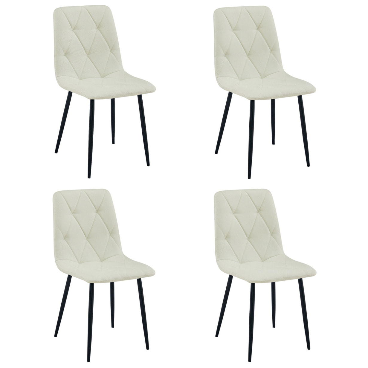 Set di 4 Sedie Libra Beige con Gambe in Metallo Nero
