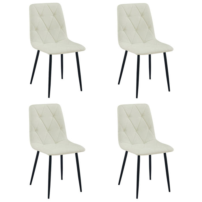 Set di 4 Sedie Libra Beige con Gambe in Metallo Nero