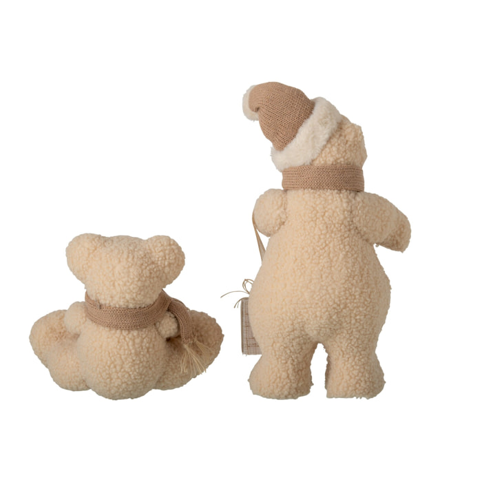 J-Line ours avec cadeau - tissu - beige - small - assortiment de 2