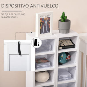 Estantería para CD o DVD Soporte para CD con 12 Compartimientos para 204 CD's y Estante Ajustable para Salón Dormitorio Oficina 2 Unidades 21x22.5x88,5 cm Blanco