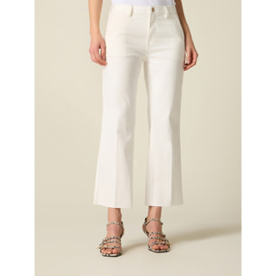 Oltre - Pantaloni cropped in drill misto cotone - Bianco