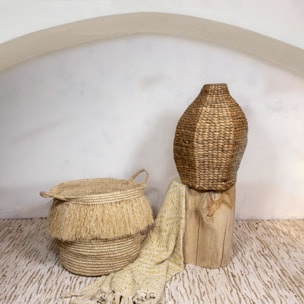 Panier à franges en raphia naturel avec anses 48cm LUYS