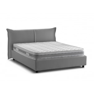 Letto matrimoniale Brunetta, Letto contenitore con rivestimento in tessuto, 100% Made in Italy, Apertura frontale, adatto per materasso Cm 160x190, Grigio