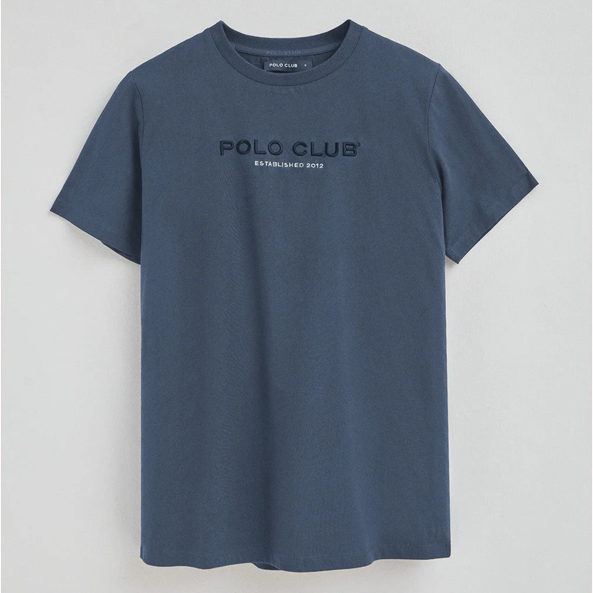 Camiseta azul denim con logo Established 2012 Polo Club