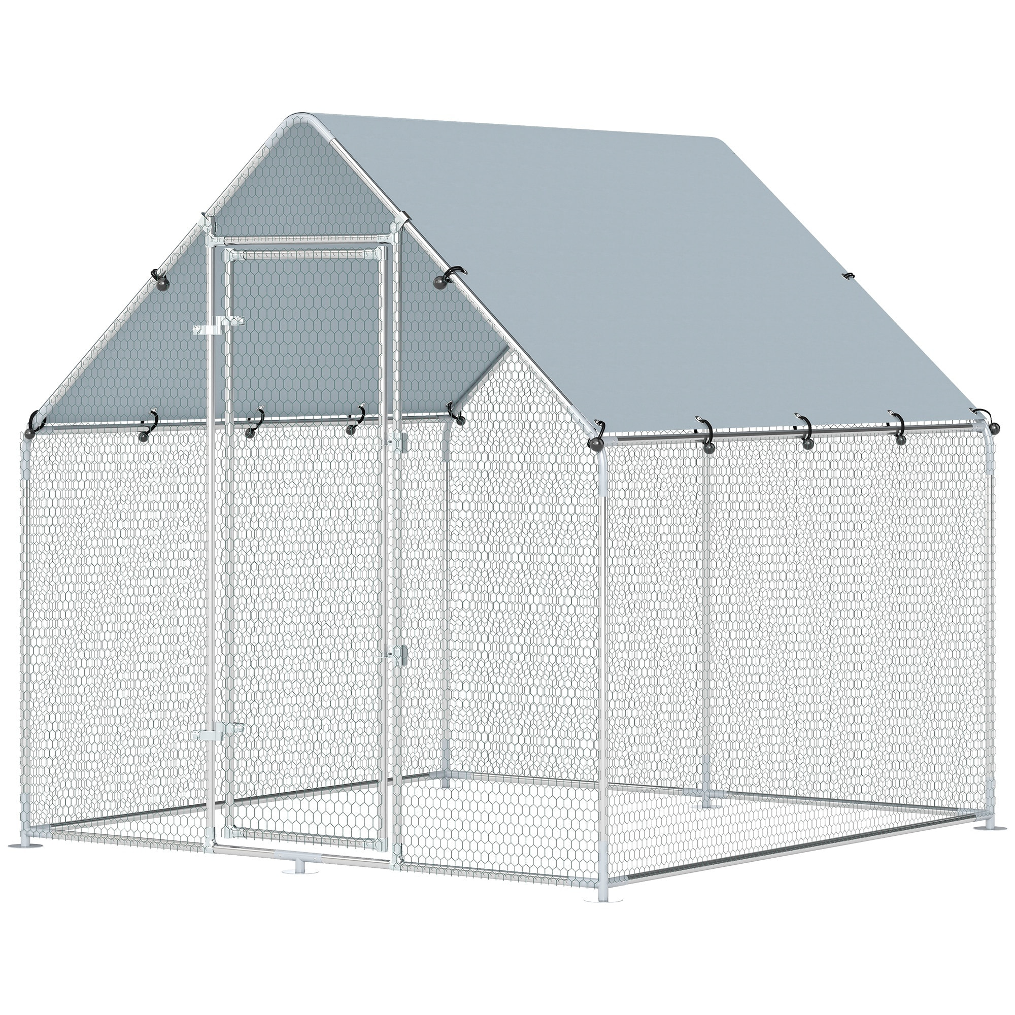 Enclos poulailler extérieur 4 m² bâche Oxford 420D anti-UV argent