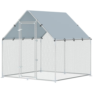 Enclos poulailler extérieur 4 m² bâche Oxford 420D anti-UV argent