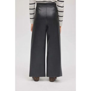 Pantaloni larghi da bambina effetto pelle nera