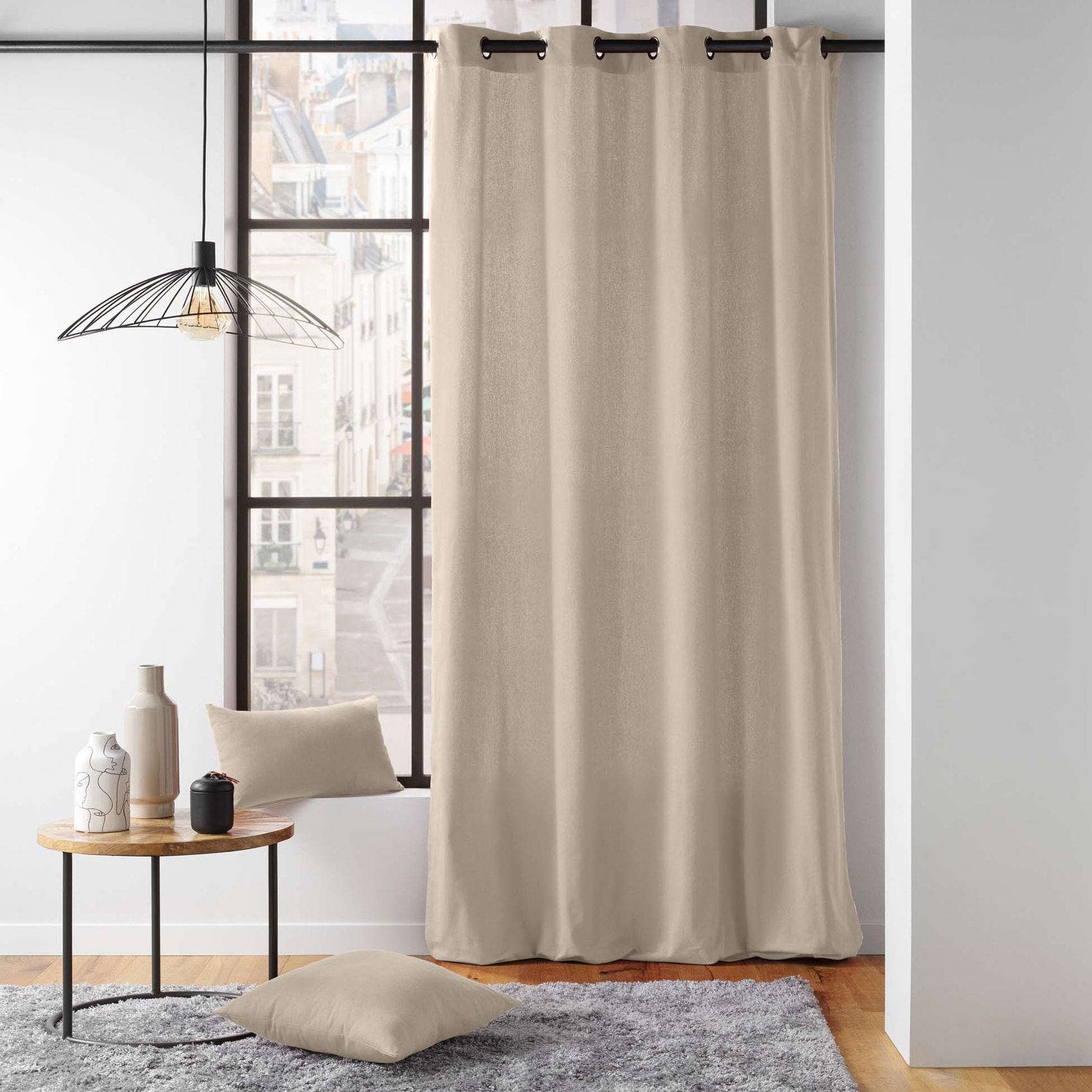 Rideau en poly-coton recyclé - Lin