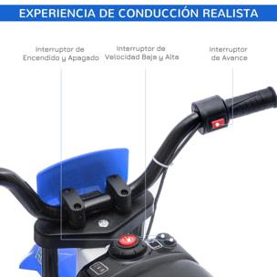 Moto Eléctrica para Niños +3 Años 12V Velocidad Máx 8 km/h 106,5x51,5x68cm Azul