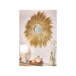 Miroir mural rond 116 cm en herbe de pampa - PLUME