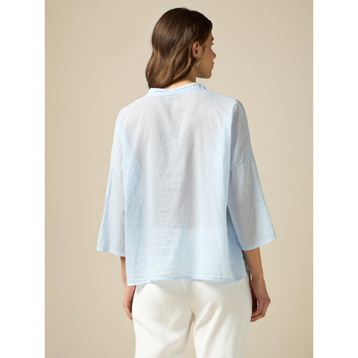 Oltre - Camisa de muselina de algodón - Light - blue