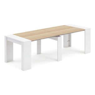 Mesa consola extensible en blanco artik y roble canadian 50-235x90 cm Denis Blanco Artik (Blanco Mate) - Roble Canadian