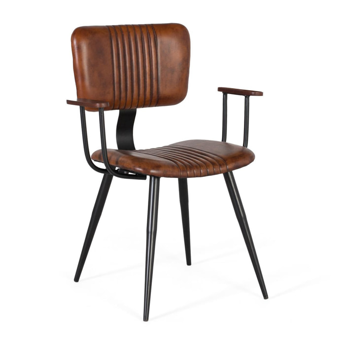 Silla de Piel Bovina 57 Cm Estilo Vintage Industrial