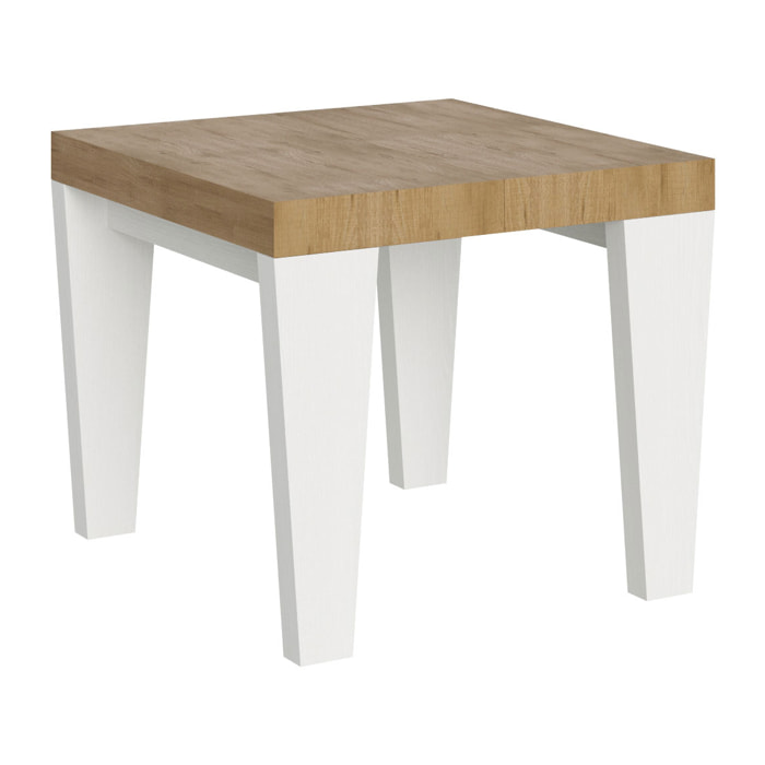 Table Spimbo Mix Extensible dessus Chêne Nature structure Frêne Blanc 90x90 Allongée 246