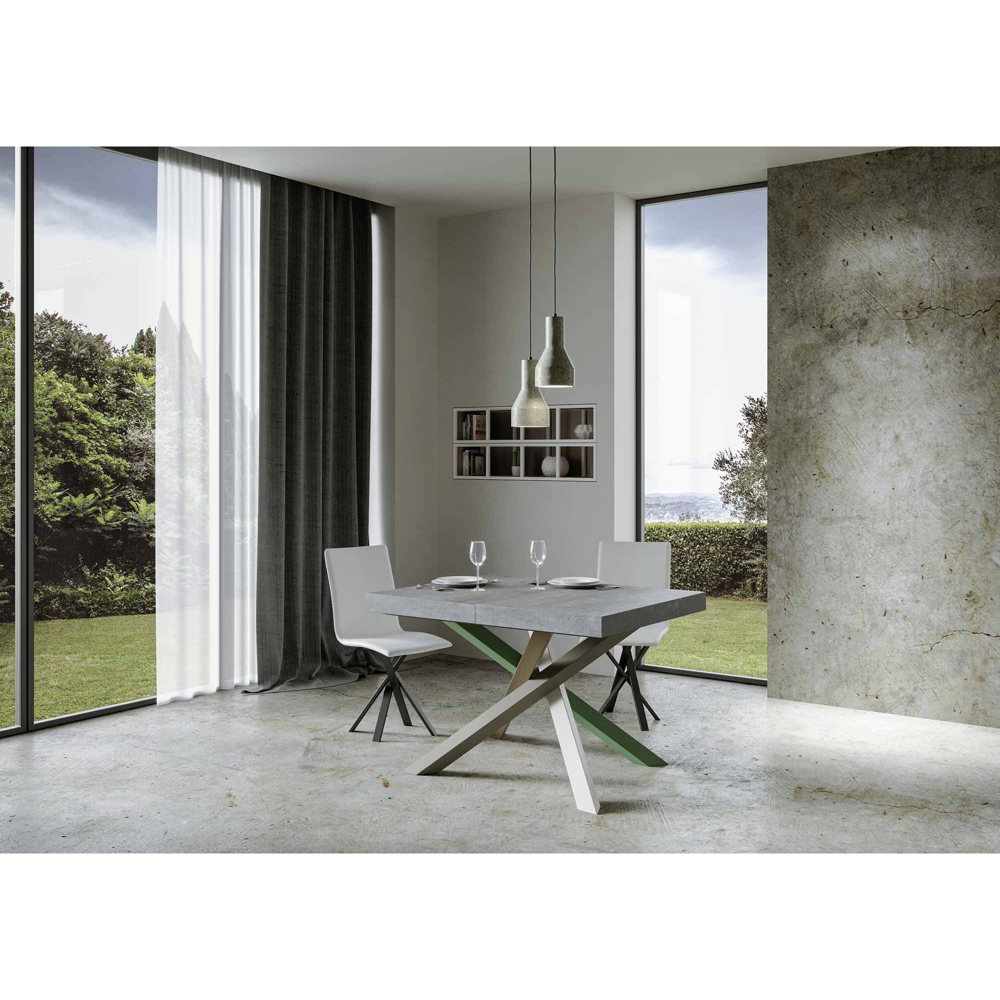 Table extensible 90x140/244 cm Volantis Premium Gris Béton cadre 4/A