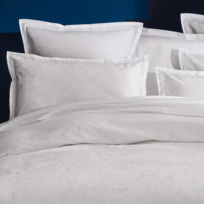 Drap plat satin de coton motif jacquard blanc Alexandria diamant