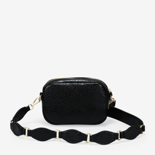 Bolso bandolera negro asa con argollas