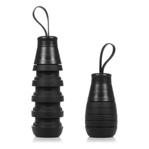 Bottiglia sportiva pieghevole in silicone. 250 a 500ml, privo di BPA, tappo a vite in PP.