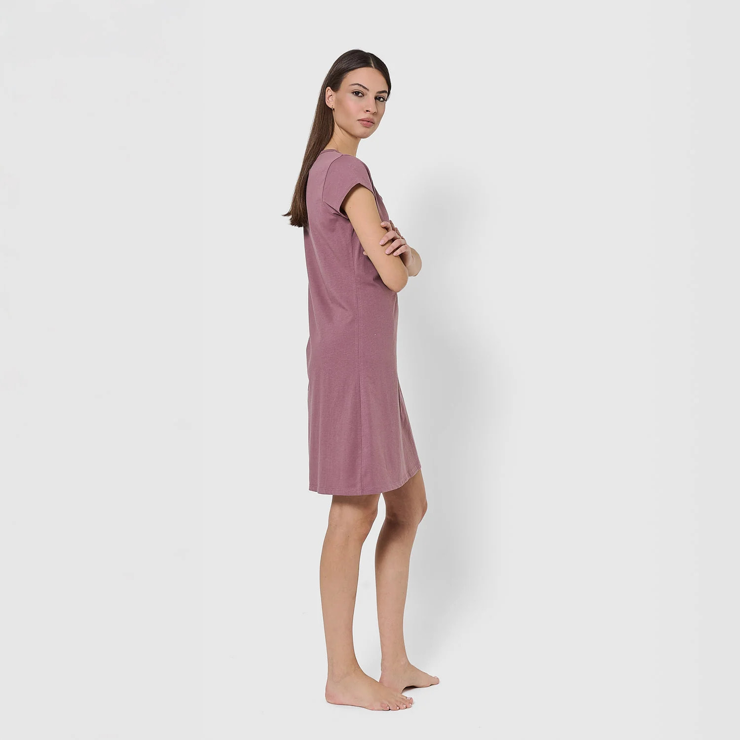 Camisón corto de algodón liso
