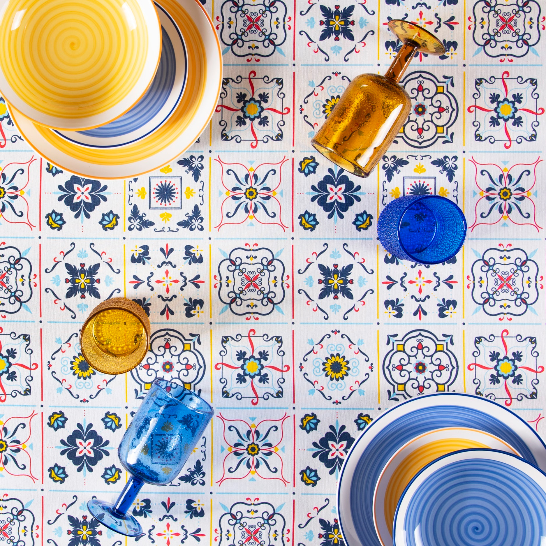 Nappe 140x180 cm Excelsa – Vietri Color, Coton Bleu