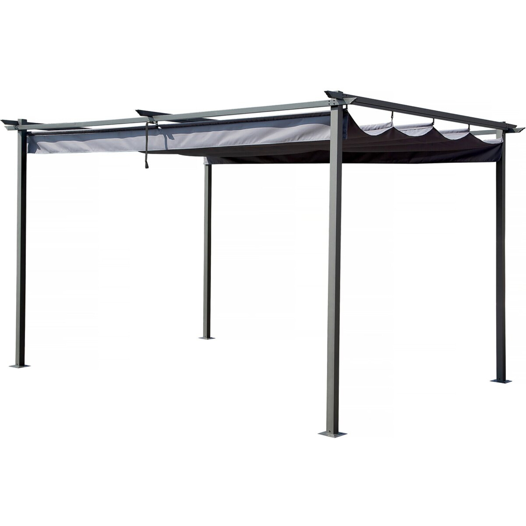 Pergola en métal avec toit rétractable - 3 x 4 m - Gris