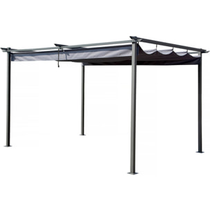 Pergola en métal avec toit rétractable - 3 x 4 m - Gris